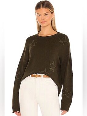 Rails Perci Star Sweater in Olive Green